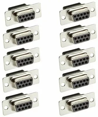 10 Pcs DB9 D-SUB 9-Pin Female Crimp Pin Type RS232 Connector Assembly Cup Socket • $9.95