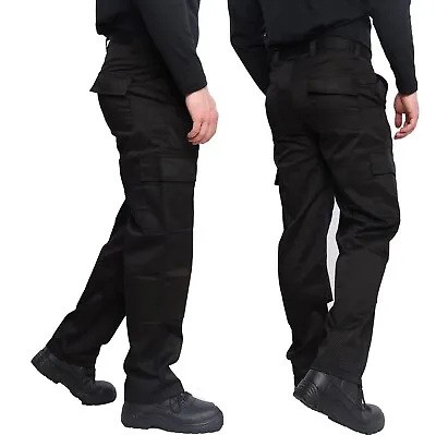 Mens Cargo Combat Work Trousers Knee Pad Pockets Workwear Combats Heavy Duty • £10.95