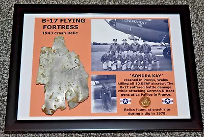 WW2 B-17 Flying Fortress UK Crash Site 1943 B17 Historical FRAMED Display Relic • $99.46