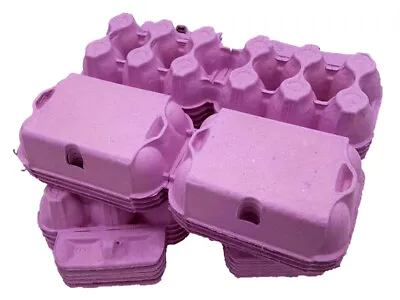 50 - 250  X New Half Dozen Flat Top Egg Boxes In Pink For Medium To Large Eggs • £21.25