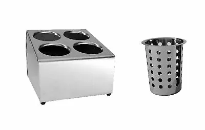 $109.95 • Buy NEW Stainless Cutlery Holder W/ Caddy Basket Cylinder Utensils 4 Holes Square