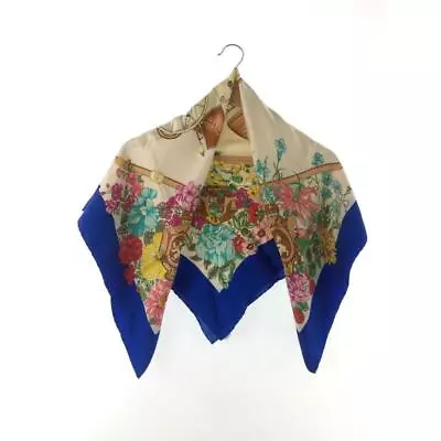 GUCCI Authentic Scarf Carre 90 Blue Multicolor Silk Floral Pattern Large 88x88cm • $129