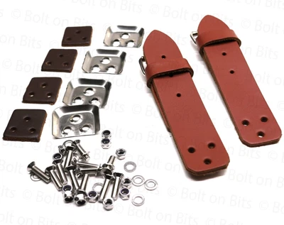 £26.99 • Buy Pair Tan Leather Bonnet Catch Straps Rally Racing Classic Car Mini Saab E Type