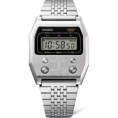 Casio Vintage A1100D-1EF Stainless Steel Case And Bracelet 2 Year Warranty • £119