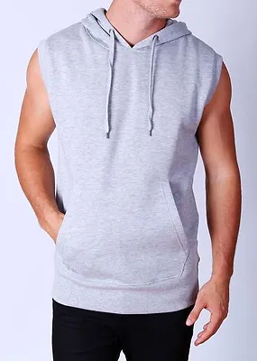 $16.99 • Buy Men's Gray Vest Hoodie Sleeveless S-3XL Gym Mma Boxing Running Workout  