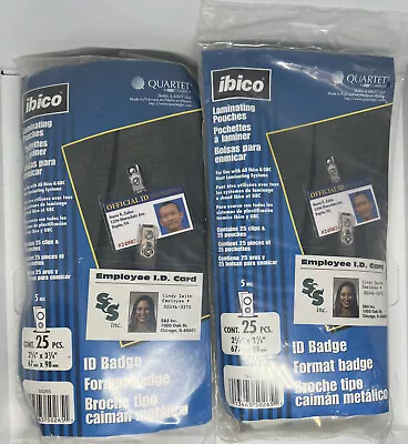 Laminating Pouches ID Badge 2-25 Pack Ibico Laminator Required -NEW 50265 • $19.99