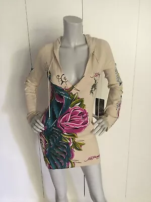 Ed Hardy By Christian Audigier  Hooded Sweater Mini Dress Size S • $71.99