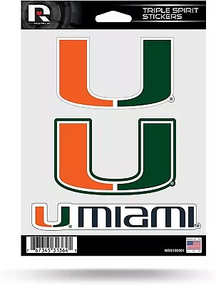 Miami Hurricanes Die Cut 3-Piece Triple Spirit Sticker Sheet • $8.95