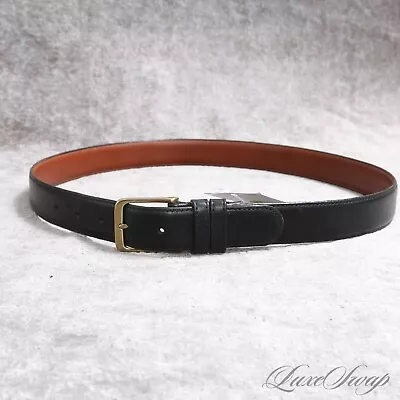 Coach Made In USA 5800 Black Burnished Cowhide Leather Brass Buckle Belt 36 NR • $18.50