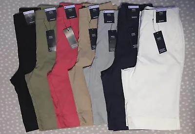 Ex M&S Ladies High Waisted Cotton Rich Knee Length Chino Shorts_ Various • £9.99