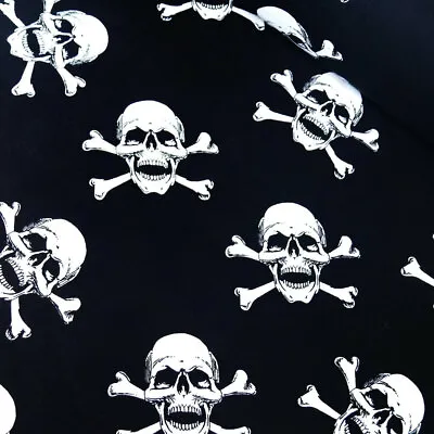 100% Cotton Fabric Skull & Crossbones Pirate Halloween Skeleton 150cm Wide • £3.75