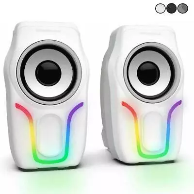 Wired RGB Computer Speakers2.0 Stereo Volume Control Surround Sound With 3.5mm • £18.99