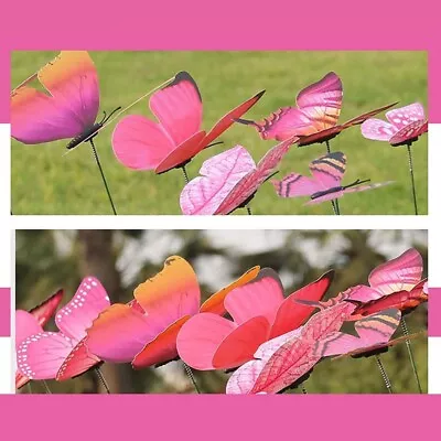 Fairy Garden Butterflies On Sticks Outdoor House Flower Pot Yard Ornament • £4.84