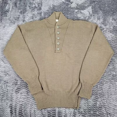 Jack Young Associates Wool Sweater Mens XL Olive Drab Henley USA Made Military • $38.42