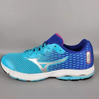 Mizuno Youth Kids Running Shoes Wave Rider 18 Blue White Lace Up Size 6.5 • $29.95