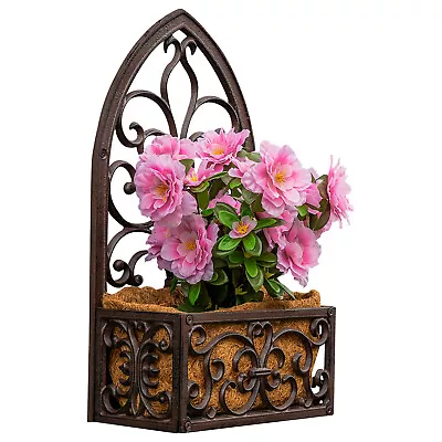 Woodside Cast Iron Wall Mounted Hanging Garden Planter Basket With Coco Liner • £29.99