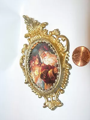 CHRISTMAS TREE Ornament HOLIDAY DECOR GOLD ROCOCO FRAME SANTA CLAUS CHILD 4  • $4.99