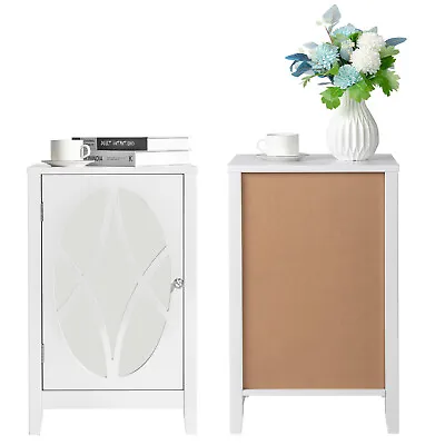 2Pcs Mirrored Night Stand Carved Bedside Cabinet Sofa End Table OrganizerWhite • $119.89