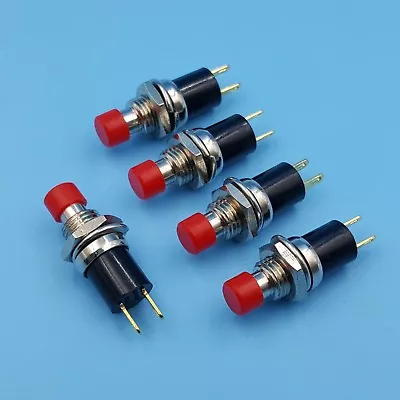 5Pcs Red PB05A 7mm 2Pin Latching ON-OFF Normally Open Mini Push Button Switch • $4.72