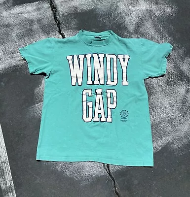 Vintage Windy Gap North Carolina Tourist Tee Shirt Small 80s Velva Sheen Teal • $24.99