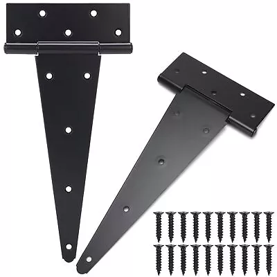 12 Inch T-Strap Shed Door Hinges Heavy Duty Black Tee Hinge Wrought Gate Hard... • $26.18
