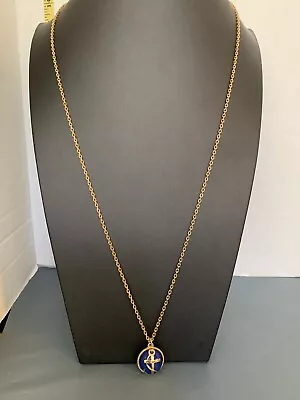 Beautiful J. Crew Anchor Nautical Theme Pendant Long Gold Tone Necklace EUC • $14.95