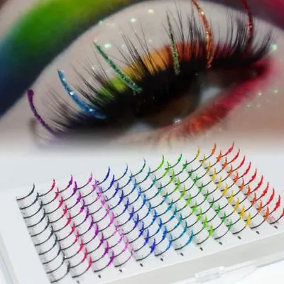 Mix 4/6/12Color Glitter Lashes Fluffy Streaks Cosplay Makeup Eyelashes Extension • £5.99