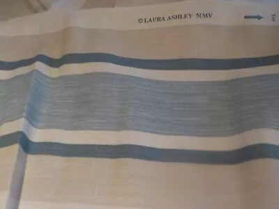 Laura Ashley Awning Seaspray Blue Striped Cotton Fabric Remnants BN • £14