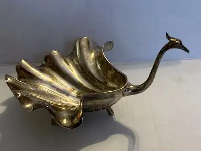 Heavy Vintage Brass Metal Peacock Figure Dish Bowl • $27.99