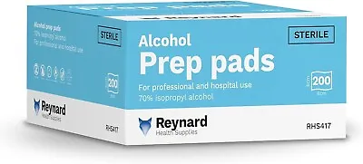 REYNARD LARGE Alcohol Skin Prep Pads/Swabs/Wipes -200 WIPES - 6 X 6cm • $17.99