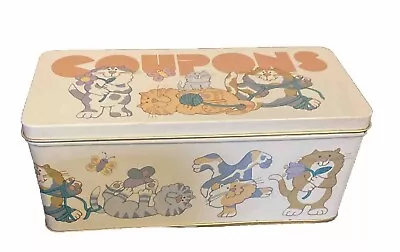 Vintage Cat Coupon Metal Tin Box  Made In Hong Kong 6.5 X 3 X 3  Kitty Cats • $10.55