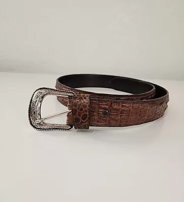 Belt Mens Size 36 Genuine Bovine CV21000 Brown Caimen Leather Cowboy  • $30