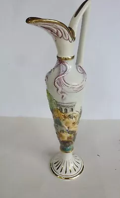 Vintage Unique Capodimonte Decorative Pitcher Vase Italy 26cm • $99.99