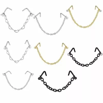 £2.80 • Buy Earrings Piercing Nose Piercing Ring Septum Rings Double Nose Chain Nose Stud
