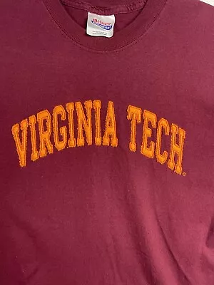 Virginia Tech Hokies T-shirt Maroon Size Medium Embroidered Appliqué VT Cotton • $8