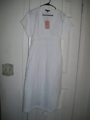 Women's Size M Cotton Gauze Maternity Midi White Dress NEW By Quince • $39.99
