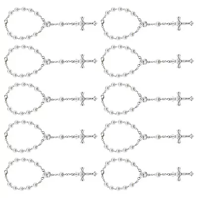 10Pcs Baptism Rosary Acrylic Beads Rosary Beads With Metal Chain Decoration • £6.83