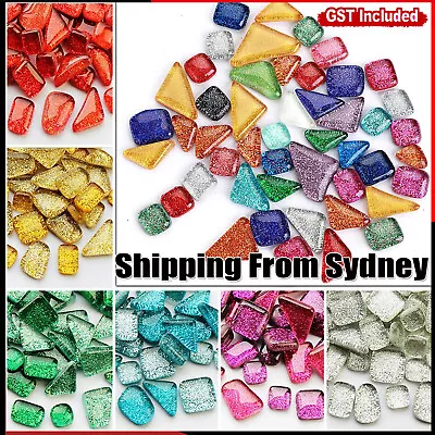 Mixed Glitter Glass Tiles Crystal Mosaic Tiles Kitchen Bathroom Art Craft Supply • $7.45