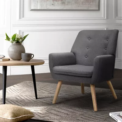 $157.95 • Buy Tufted Button Occasional Chair Armchair Grey Full Size Dining Seating Décor