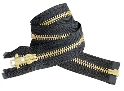 YKK #8 4  - 36  Brass Metal Separating Heavy Duty Jacket Zippers Color Black • $10.40