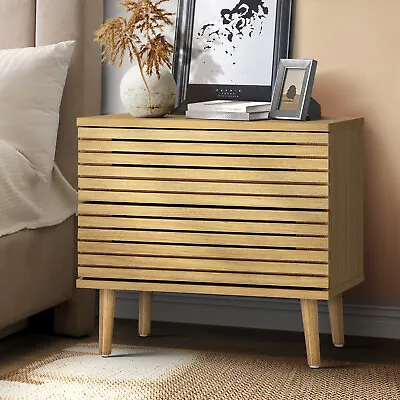 Oikiture Bedside Tables Side Table 2 Drawers Unique Bedroom Storage Cabinet • $68.90