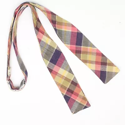 VTG Mens Cotton Bow Tie Bowtie Purple Pink Yellow Madras Plaid Batwing USA • $29.99