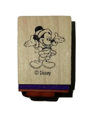 Disney Mickey Mouse Santa Claus Christmas Cartoon Wood Mounted Rubber Stamp • $3.75