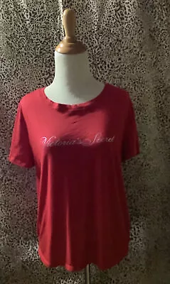 Womens Victorias Secret Size Medium Red Shirt Top Victoria In Silver Foil • $14