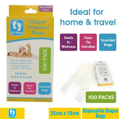 100 PACK Scented Disposable Diaper Bags Nappy Change Baby Powder Scent • $10.89