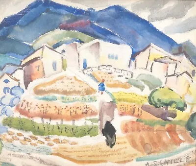  Old Adobe Village New Mexico  Alice Schille Taos Pueblo Impressionism • $6500