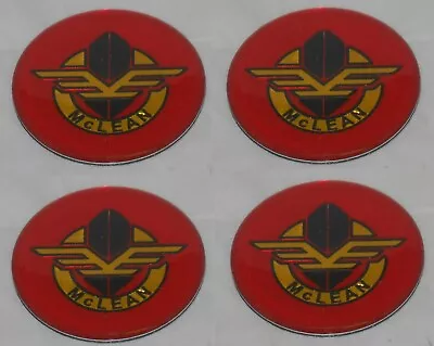 4 - RED McLEAN WIRE WHEEL RIM CENTER CAP ROUND STICKER LOGO 1.75  44mm DIA • $20.97