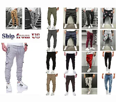 Men Casual Trousers Jogger Pants Sweatpants Cargo Combat Active Sport Trousers • $24.99