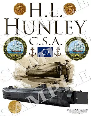 H.L. Hunley Confederate Naval C.S.A. American Civil War Themed Art Print • $14.99