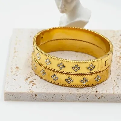 Stylish Cuffed Bracelet 18k Gold Plated Stainless Steel. Waterproof/ Tarnish Fre • £15